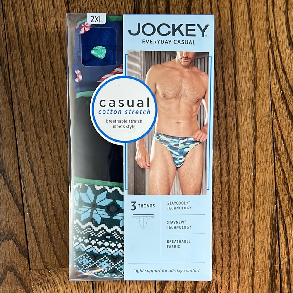 Jockey® Casual Cotton Stretch Thong - 3 Pack Extra Large - Picture 1 of 5